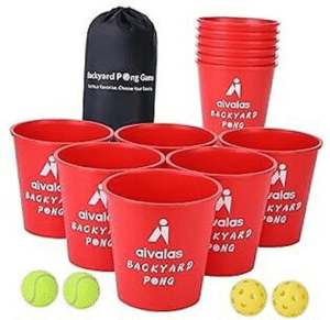 Yard Pong Outdoor Games Set, Giant Yard Pong Game for Adults and Family Red