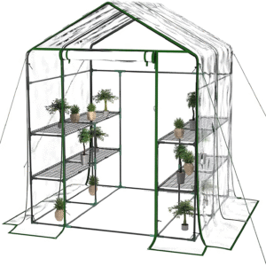 Greenhouse, Portable Green House Indoor and Outdoor, Mini Greenhouse Kit with Anchors and Ropes, 3 Tiers Pop up Greenhouse with 8 Shelves, L56.29''Xw56.29''Xh76.77''